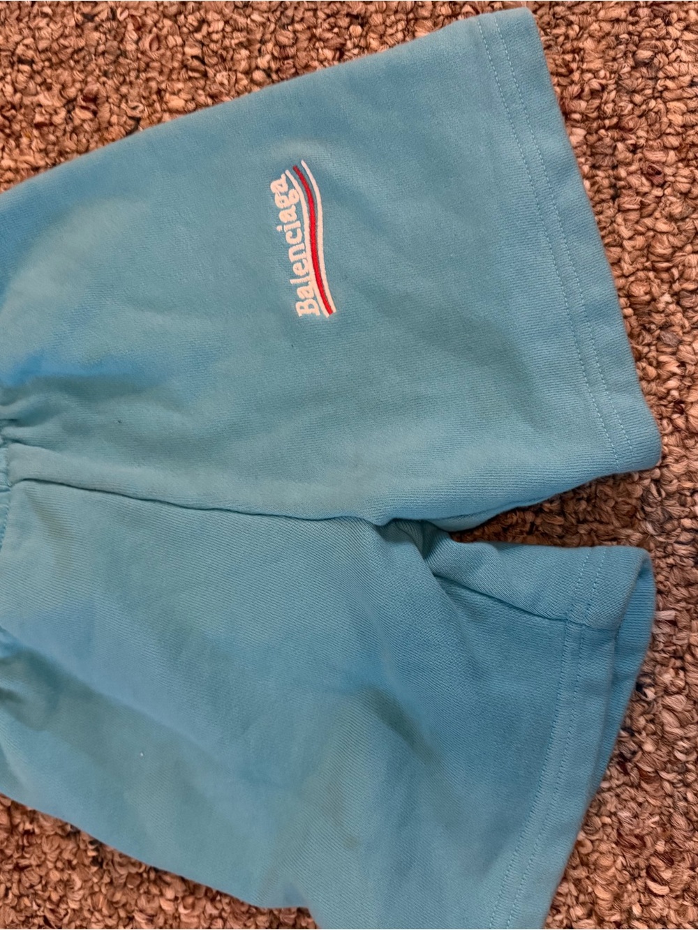 Balenciaga Kids Teal Blue Logo Shorts